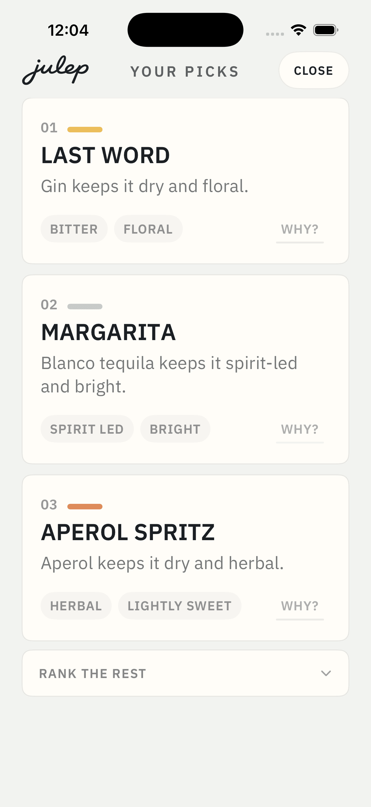 Julep cocktail recommendations